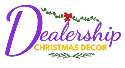 Captivating outdoor holiday lighting design turning dealership entrances into dazzling festive attractions with professional Christmas decor.