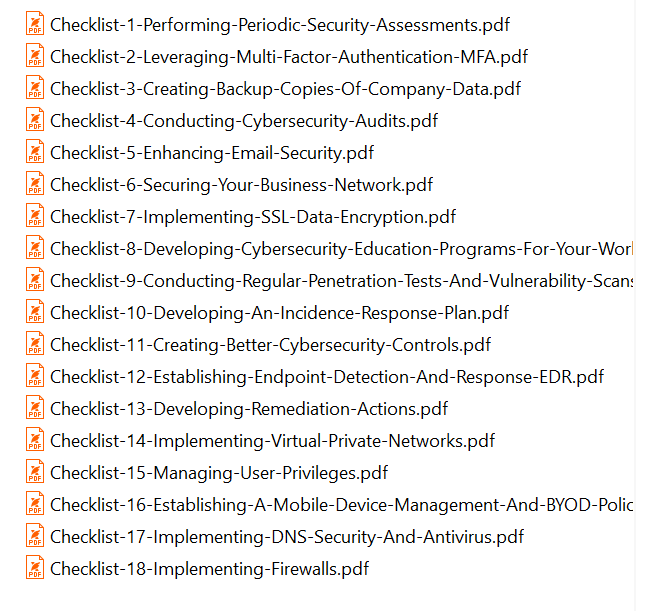 CyberSecurity Checklists for SME's