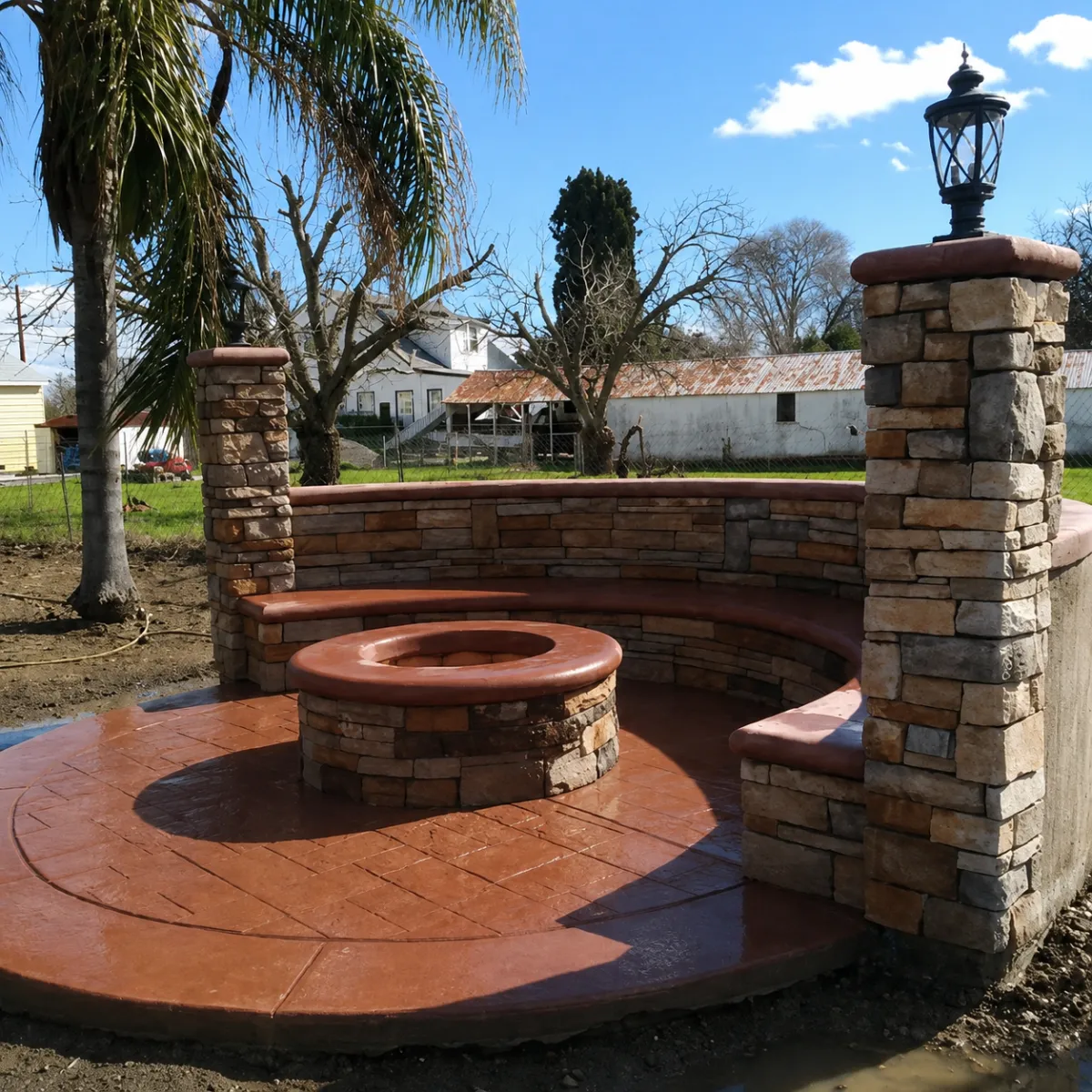 Custom fire pit and hardscaping by CalFigEra Inc. in Yuba City, CA