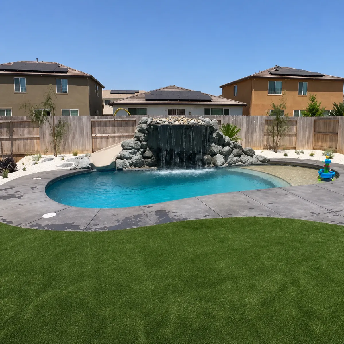 Custom pond and waterfall construction by CalFigEra Inc. in Yuba City, CA