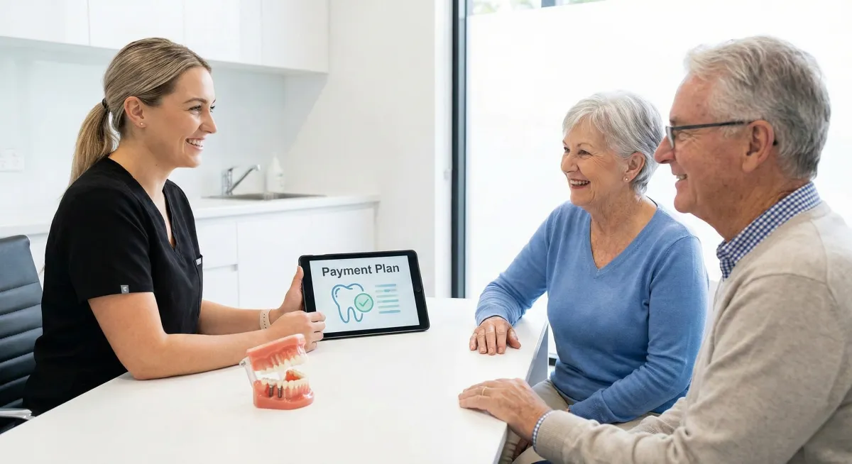 Dentist examining a patient's teeth with assistant