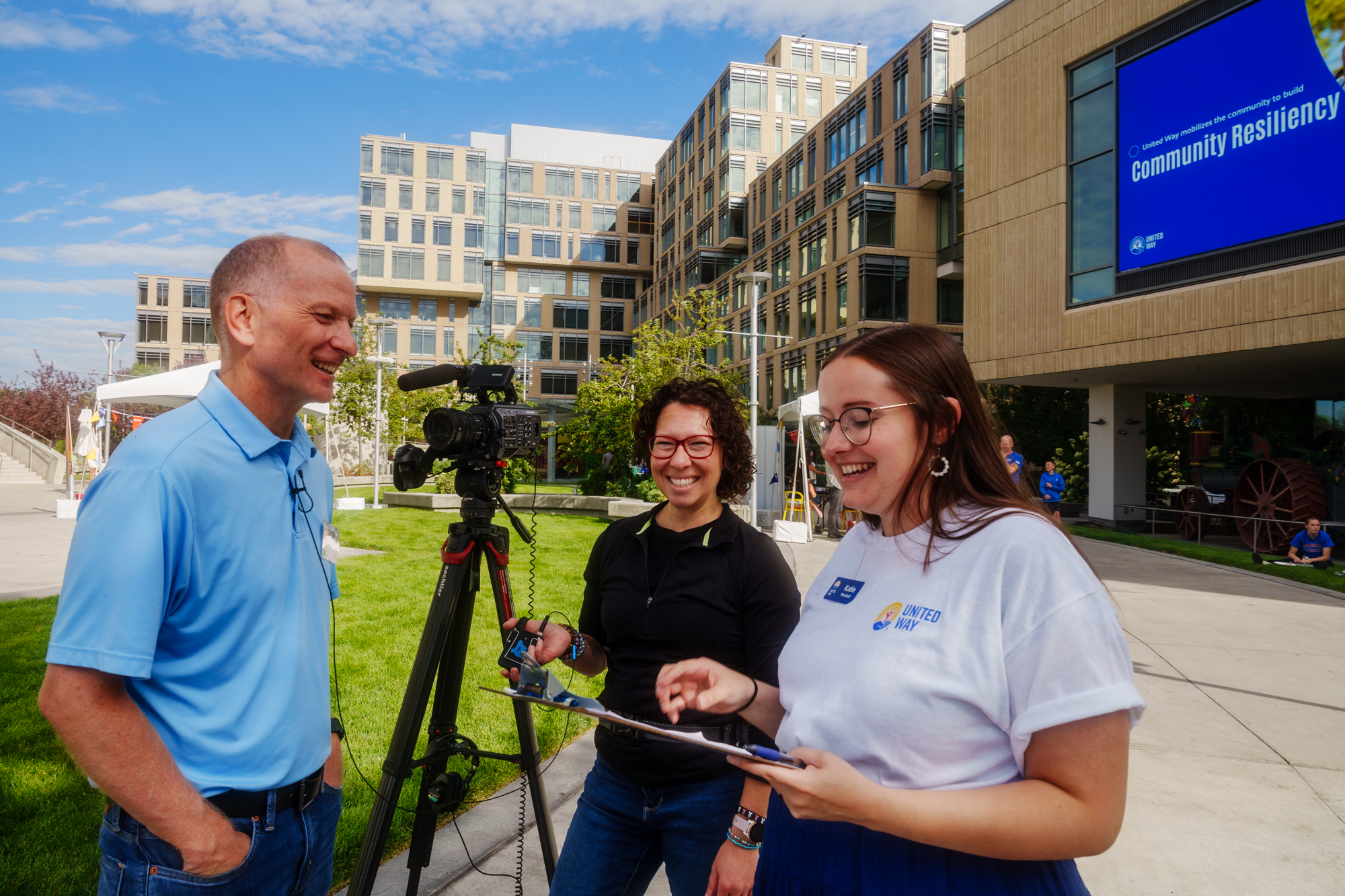 Steph at a video shoot for United Way for Treasure Valley