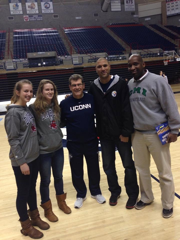 Coach Docter with Geno Auriemma, UConn women's basketball head coach