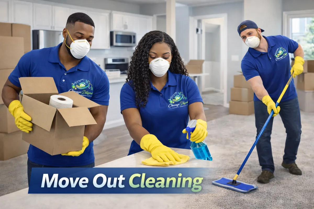 Woman smiling while people clean forest trash