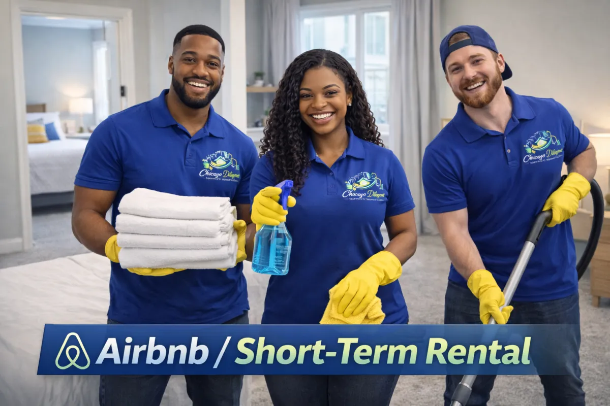 Woman smiling while people clean forest trash
