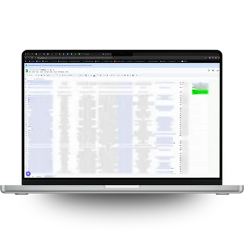 Laptop showing Google Sheet of exported LinkedIn connection mobile numbers for warm calling follow-ups
