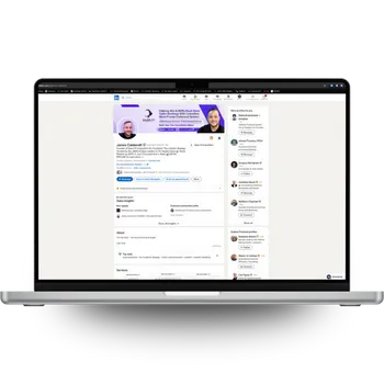 Laptop showing James Caldecott’s LinkedIn profile used to demonstrate nurture strategy