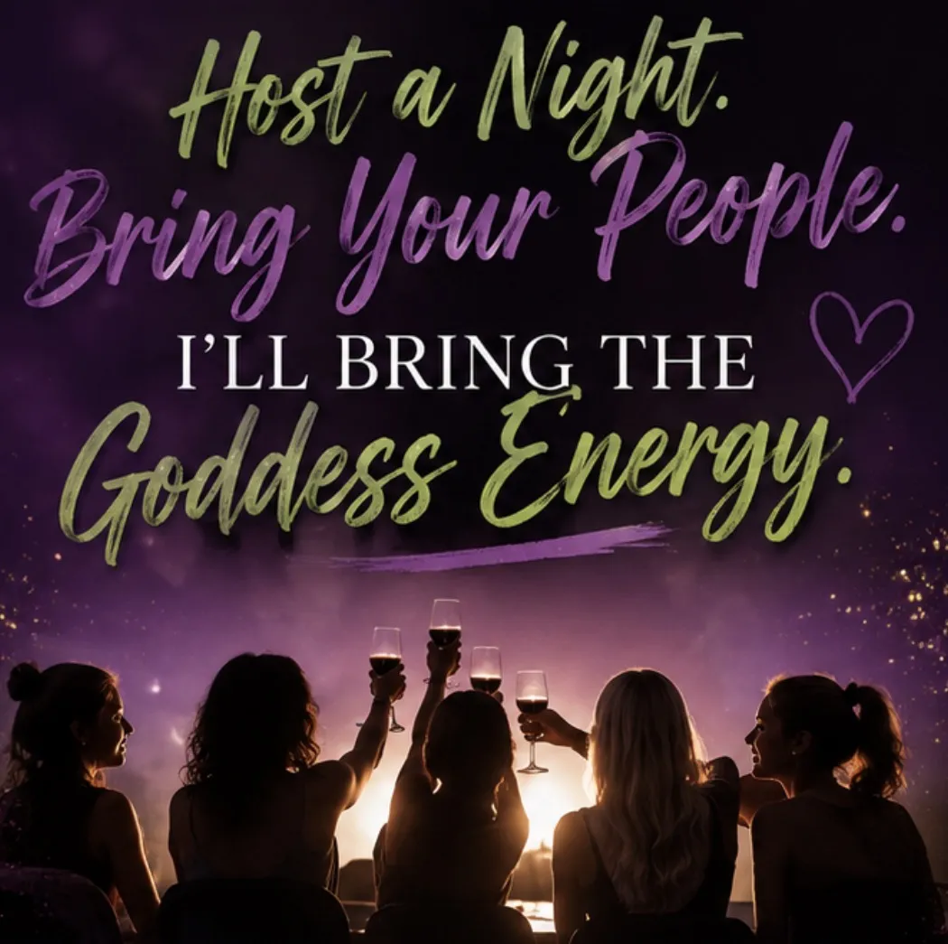 Friends gathering together for a cozy fall girls’ night and enjoying connection, laughter, and self-care with Athena’s by Goddess KC.