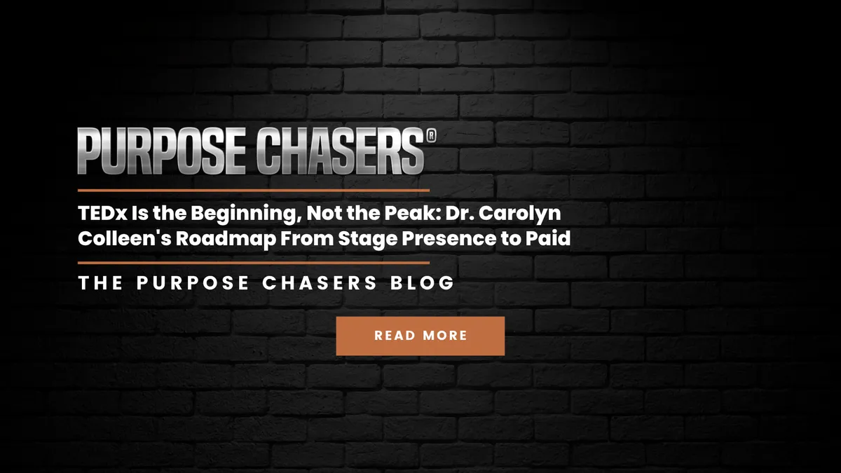 Dr. Carolyn Colleen on the purpose chasers podcast sharing on how to become a paid speaker