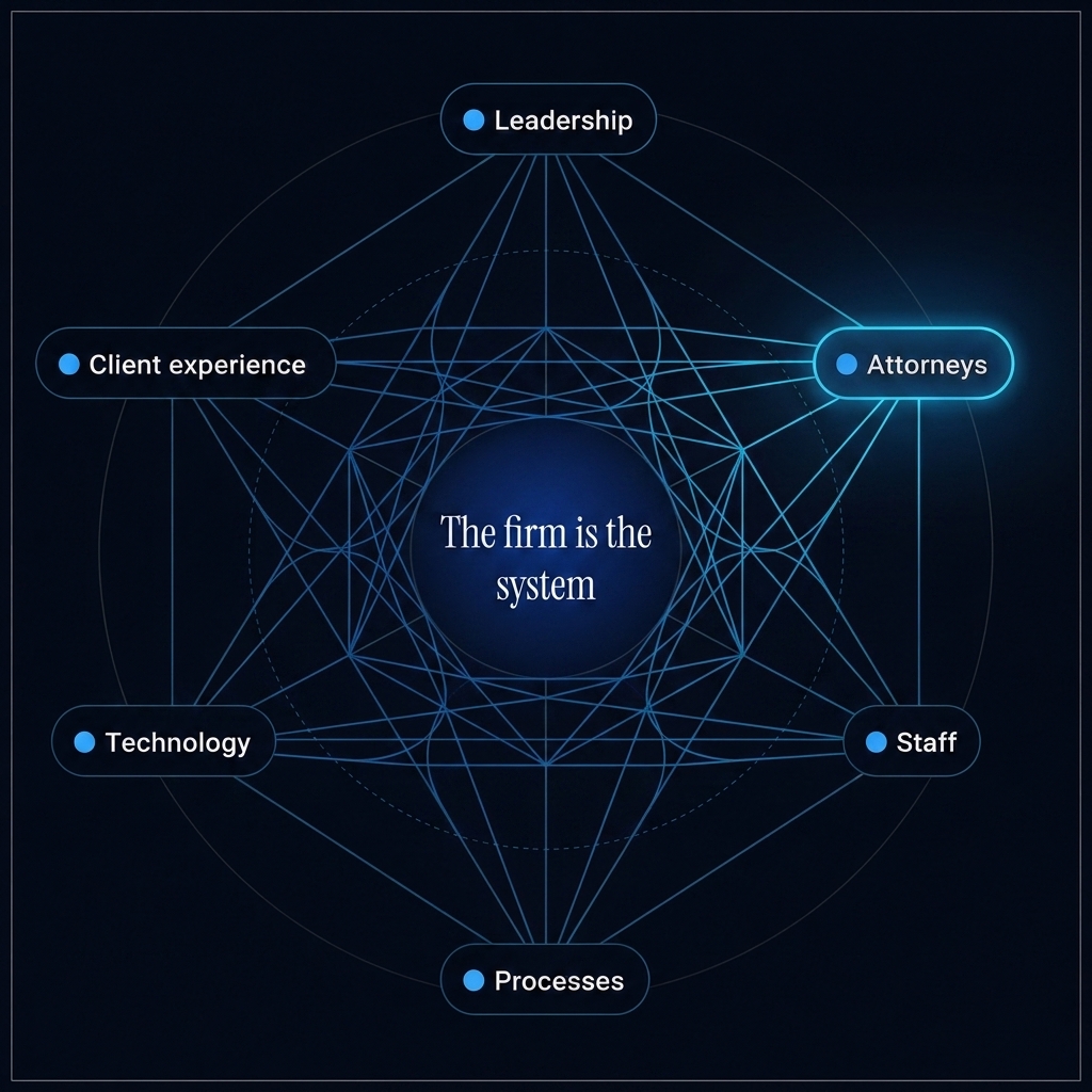 Six connected areas showing the firm is a system