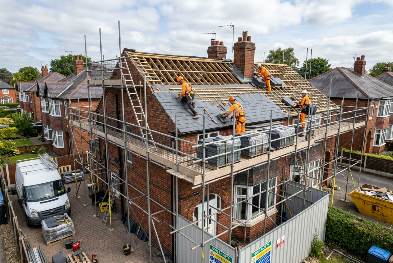 Roof replacement in Lancashire on a residential property