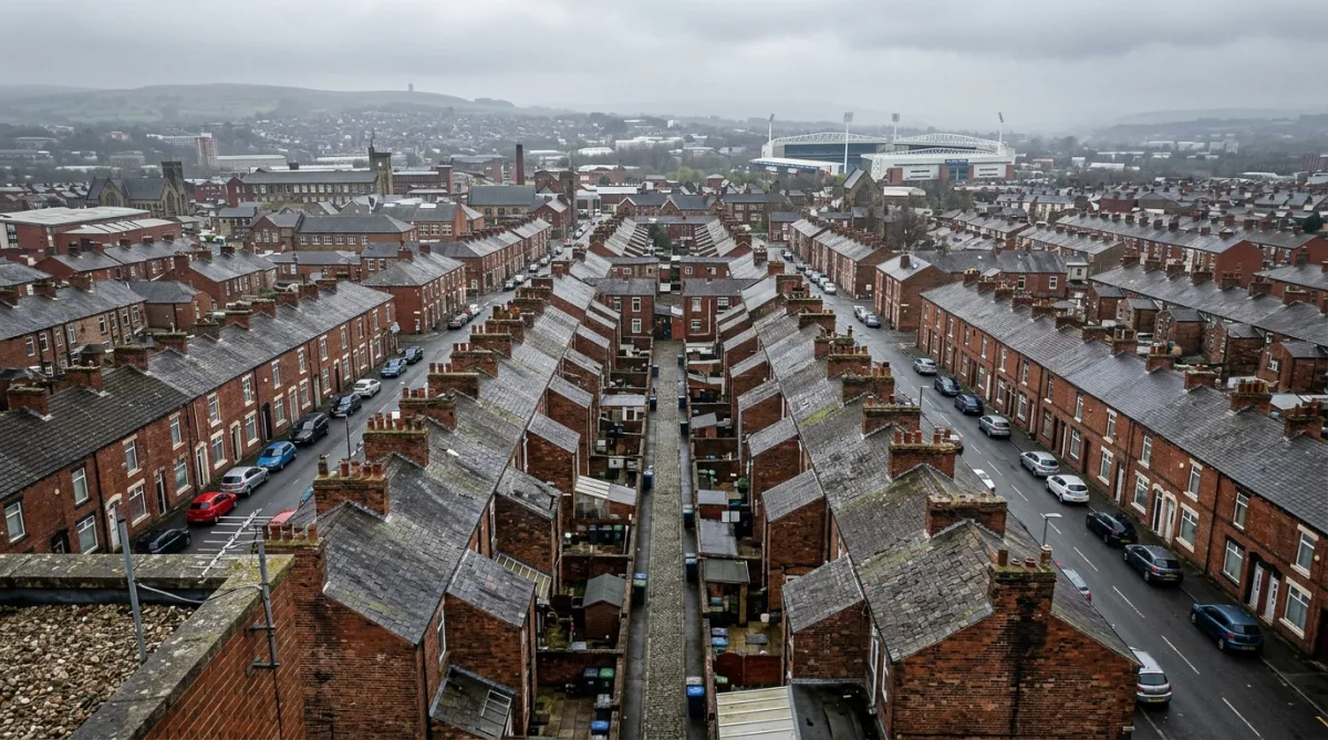 Blackburn homes overlooking Ewood Park Football Gound