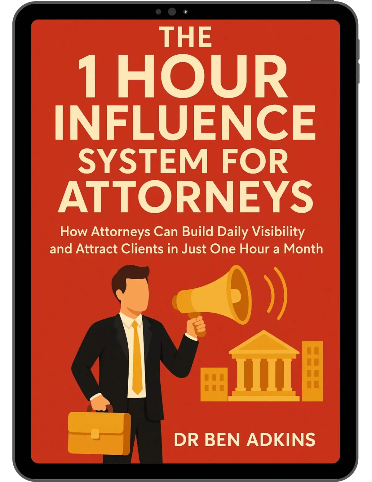 Tablet mockup showing the Signal Blueprint book cover