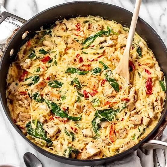 Tuscan Chicken + Spaghetti Squash