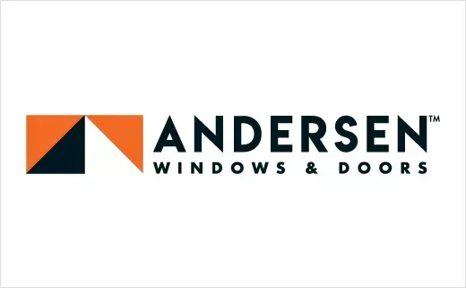 Andersen Windows & Doors logo featuring a triangular design in orange and black, representing premium, customizable window solutions for energy efficiency and home aesthetics.