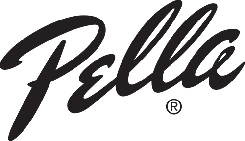 Pella logo representing premium window brand known for versatile styles and energy efficiency.