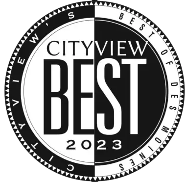Cityview's Best of Des Moines 2023 award seal highlighting Right Roofing's recognition for exceptional roofing services in Iowa.