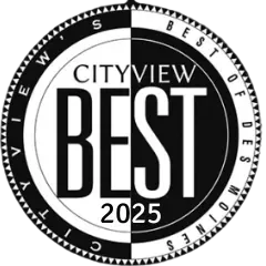 Cityview Best of Des Moines 2025 award seal, recognizing Right Roofing for excellence in roofing services.