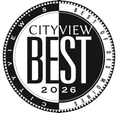 Cityview's Best of Des Moines 2023 award seal highlighting Right Roofing's recognition for exceptional roofing services in Iowa.