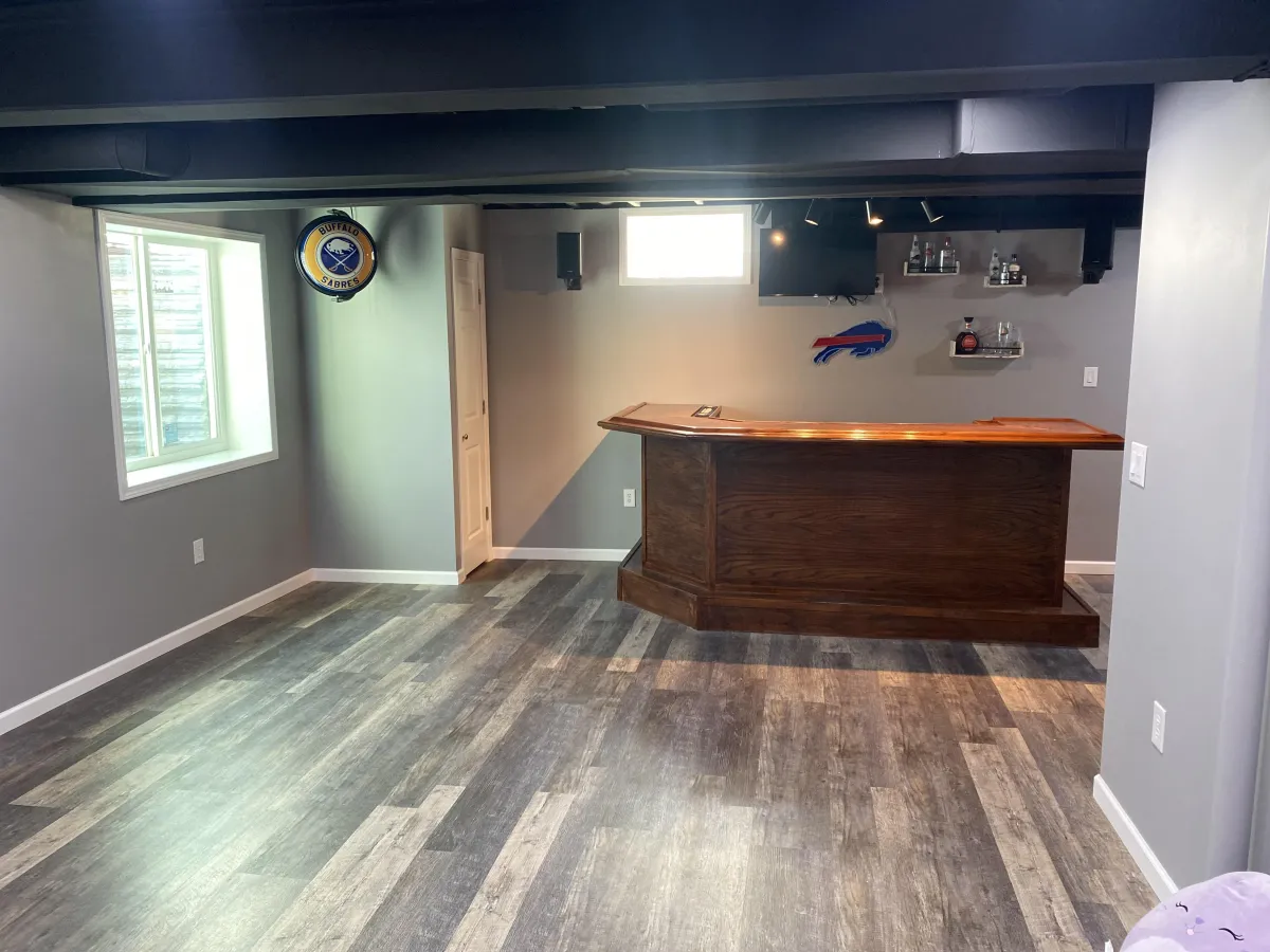 Finished basement with bar