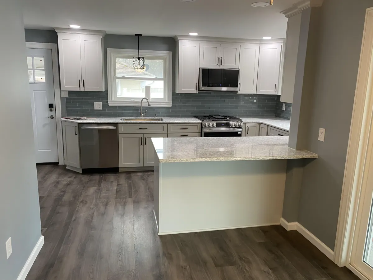 living room set with green dumb cane plant