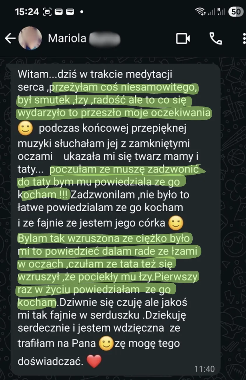 Wiadomość od Elżbiety — natychmiastowa ulga po pierwszej sesji