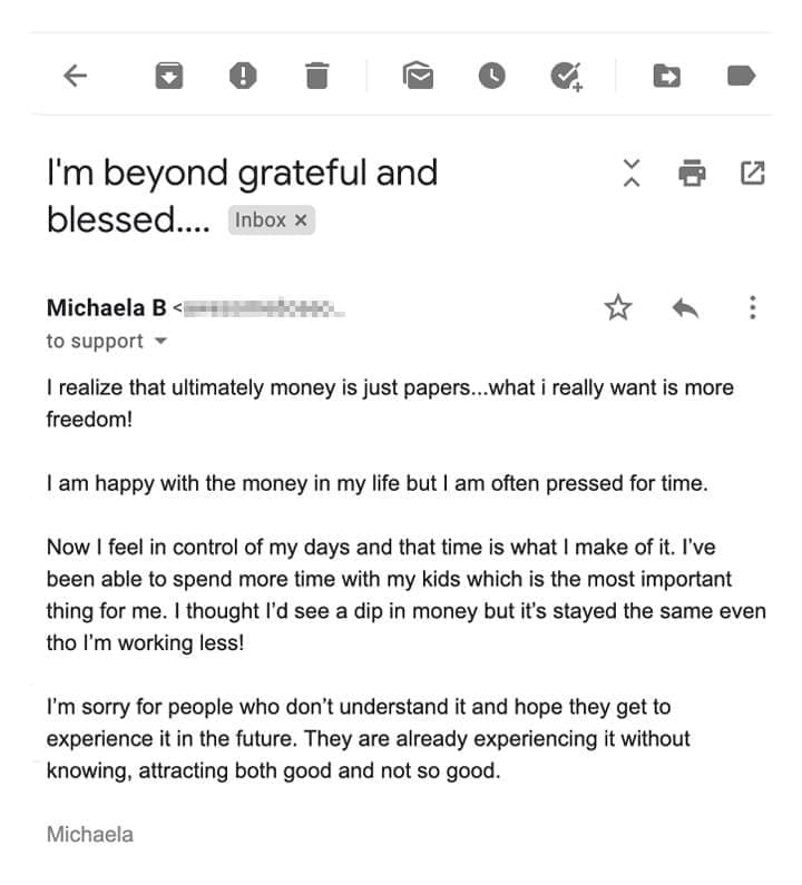 Michaela B review about 7 Minute Wealth Magnet Program