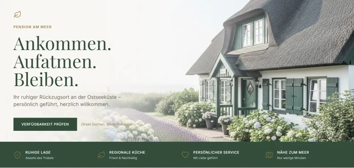 Webdesign für eine Pension an der Ostsee in Mecklenburg-Vorpommern