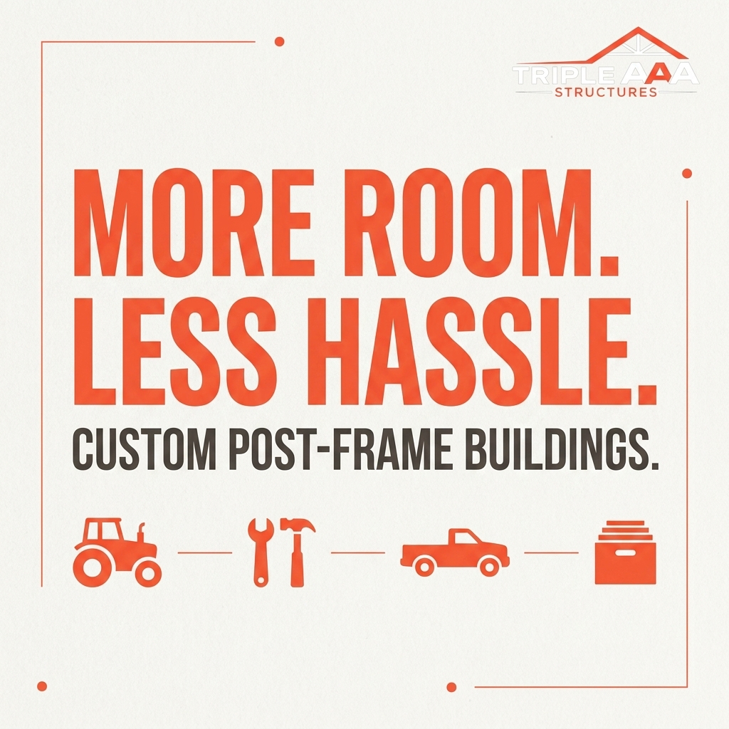 Post Frame Building For Storage And Equipment