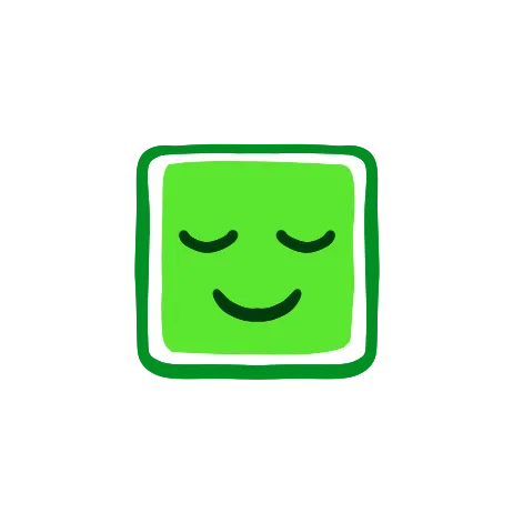 smiling green square face