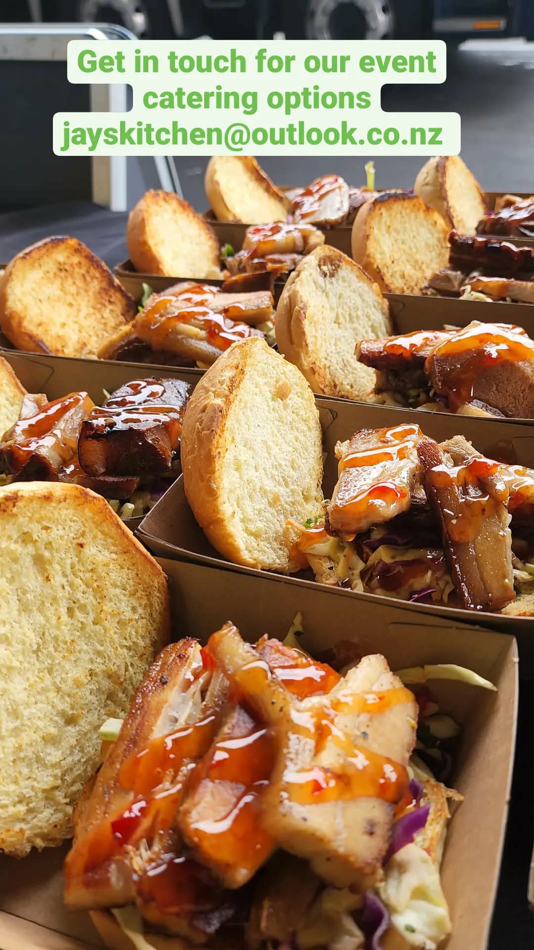 lots of burgers for catering