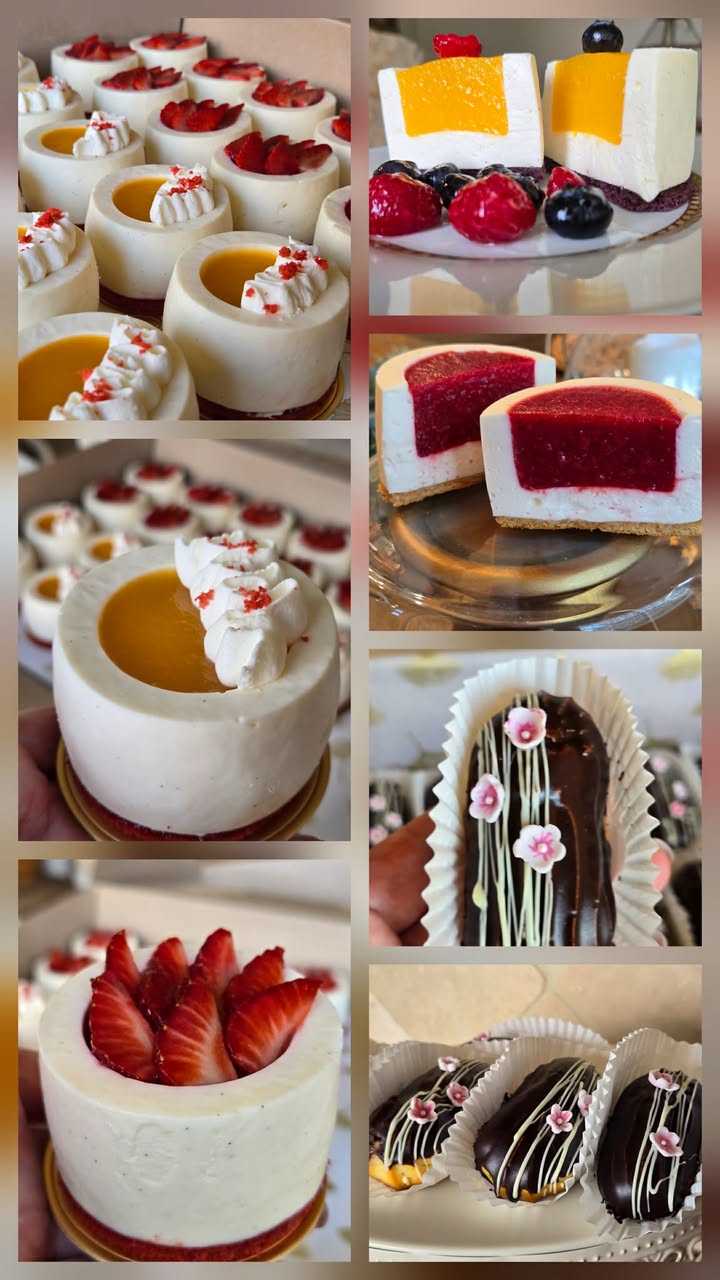 Assorted dessert cake topped with handcrafted buttercream roses