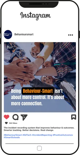 Behaviour Smart Instagram Page mockup on a Mobile Device featuring Behaviour Smart's Instagram post o Being Behaviour Smart isn't about more control, It's about more connection.