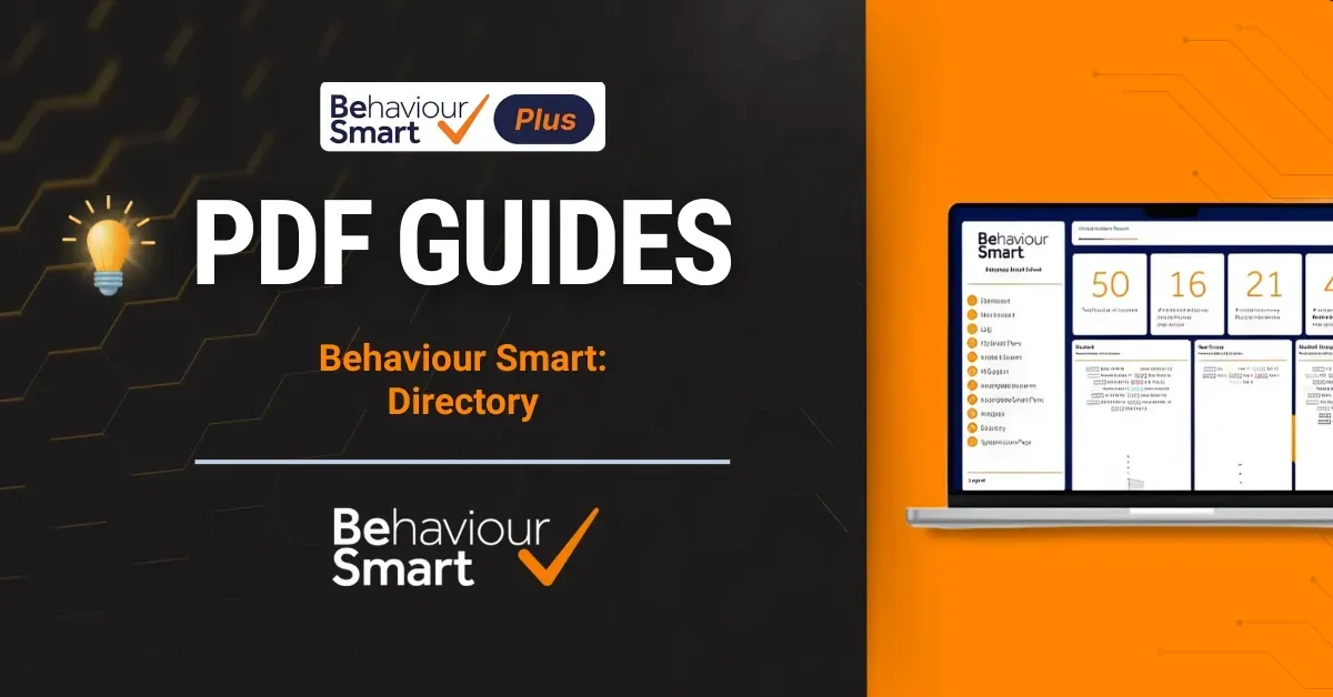 Cover Image for the Behaviour Smart directory user guide PDF that explains managing pupils, staff and groups.