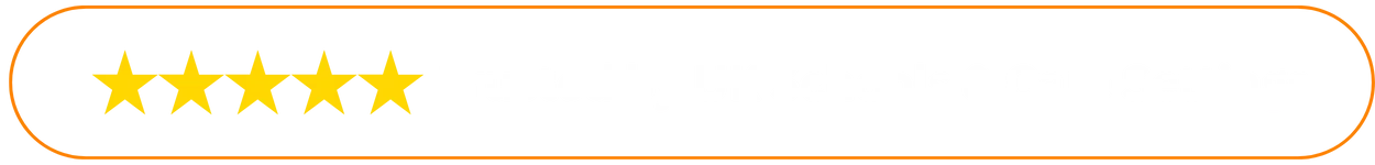 Banner with five gold stars and white text on a black background with an orange border, showing Behaviour Smart’s 5-star rating from schools and care settings.