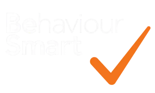 Behaviour Smart footer logo with white text and orange tick, representing Behaviour Smart behaviour management and incident reporting software.