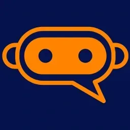 Orange chatbot face with speech bubble on navy background, representing Behaviour Smart AI support and behaviour insights.
