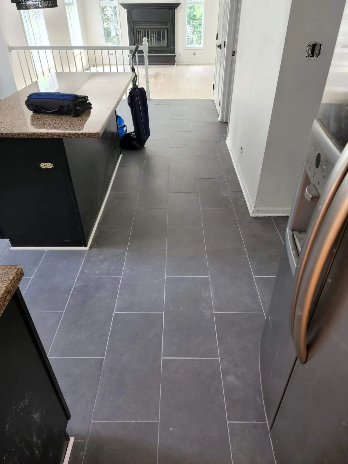 kitchen tile floor after installation