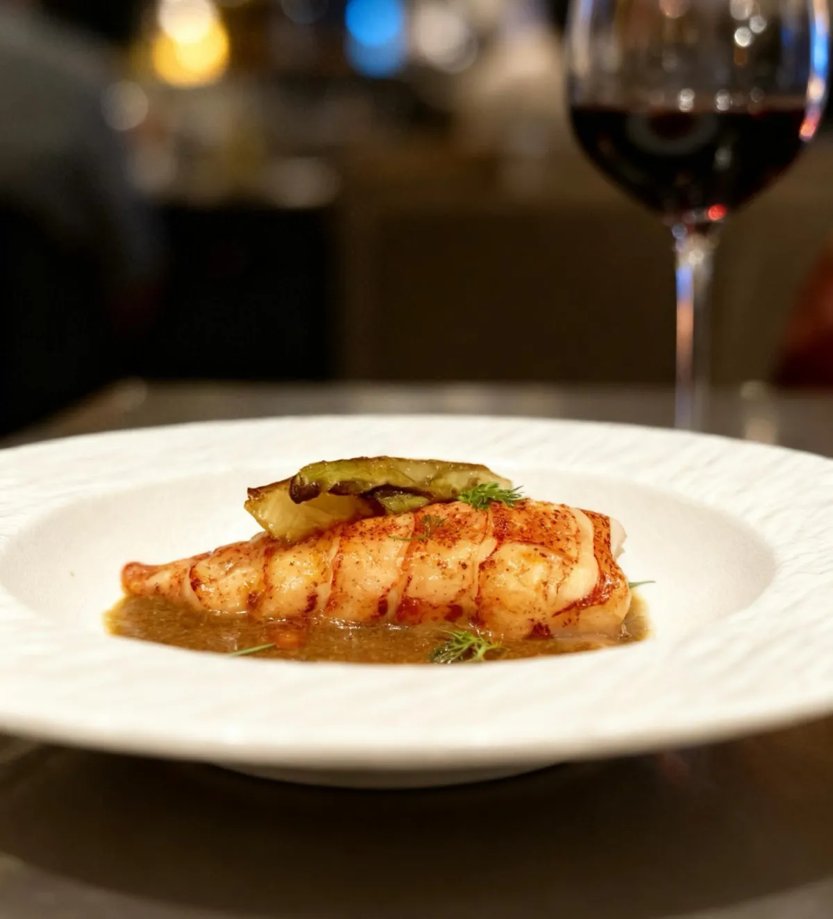 White Bird's lobster tail with roasted fennel in seafood essence