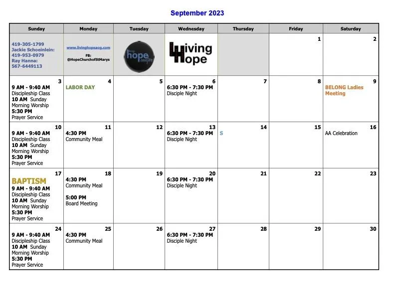 Living Hope Calendar