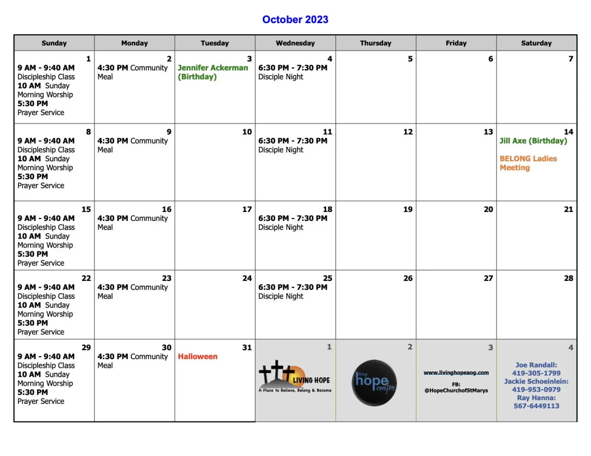 Living Hope Calendar