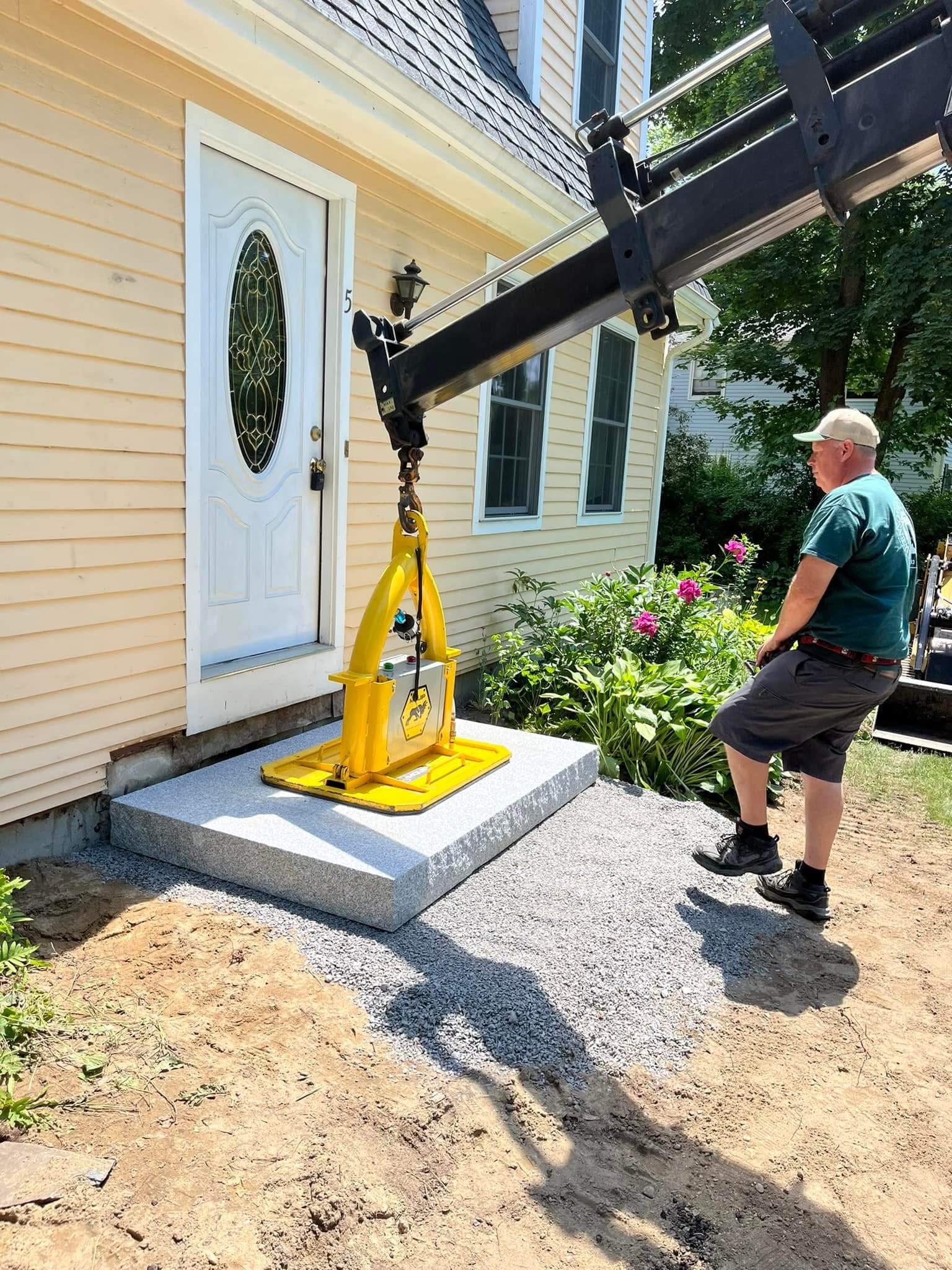 JCM Contracting Concord MA Granite Step Installation Hardscape and Exterior Entry Renovation