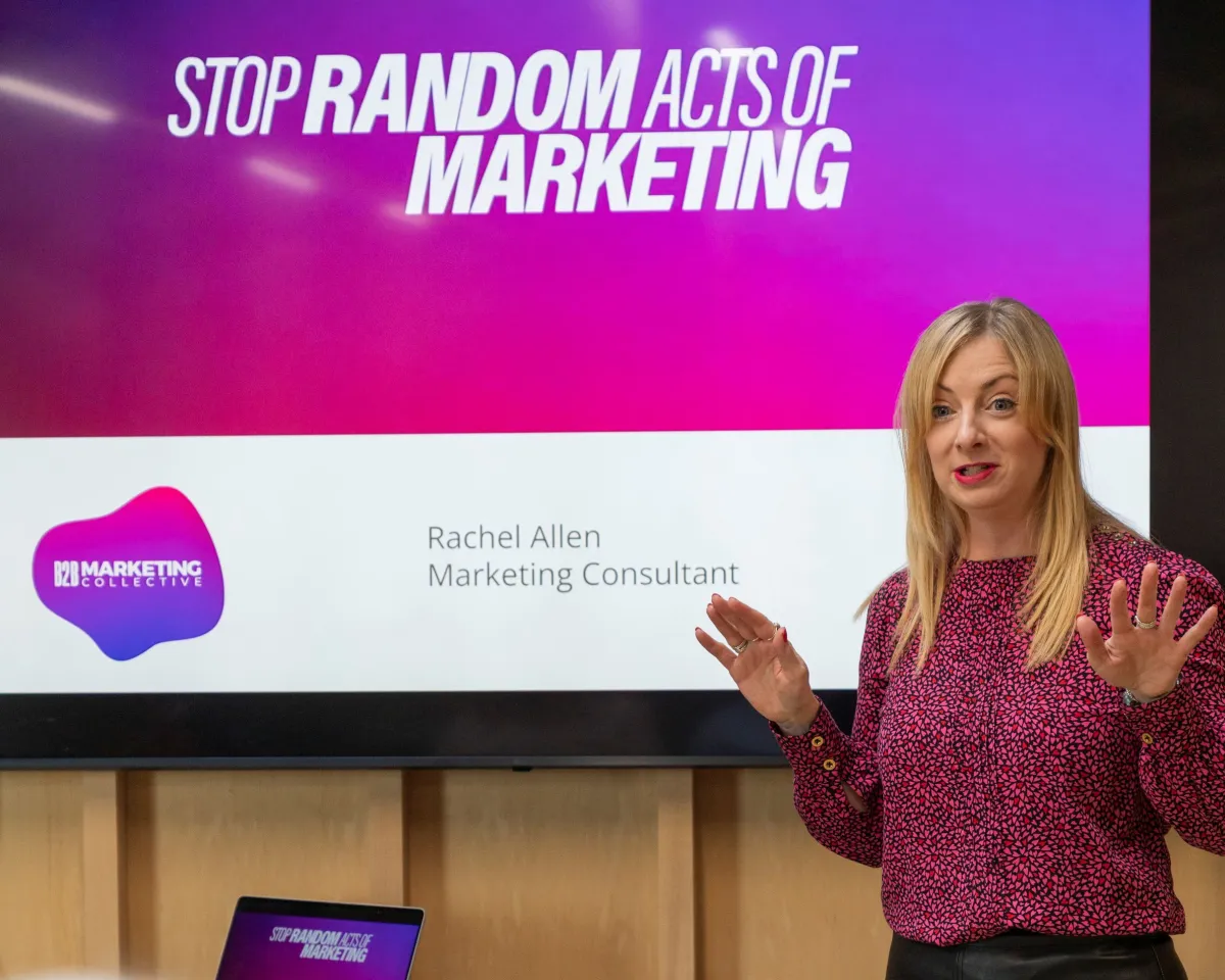 Rachel Allen Marketing Consultant presenting Stop Random Acts of Marketing
