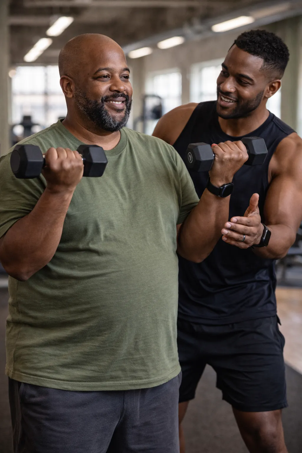Client strength training in gym