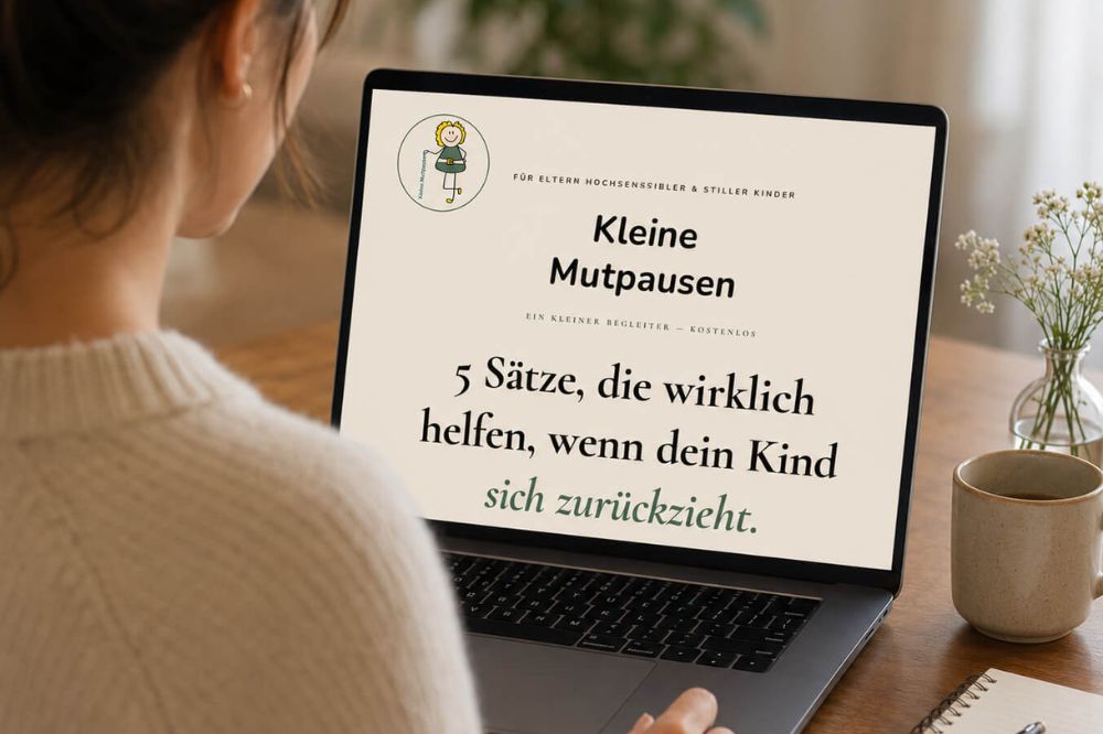 Frau sitzt vor einem Laptop und schaut sich ein PDF an.
