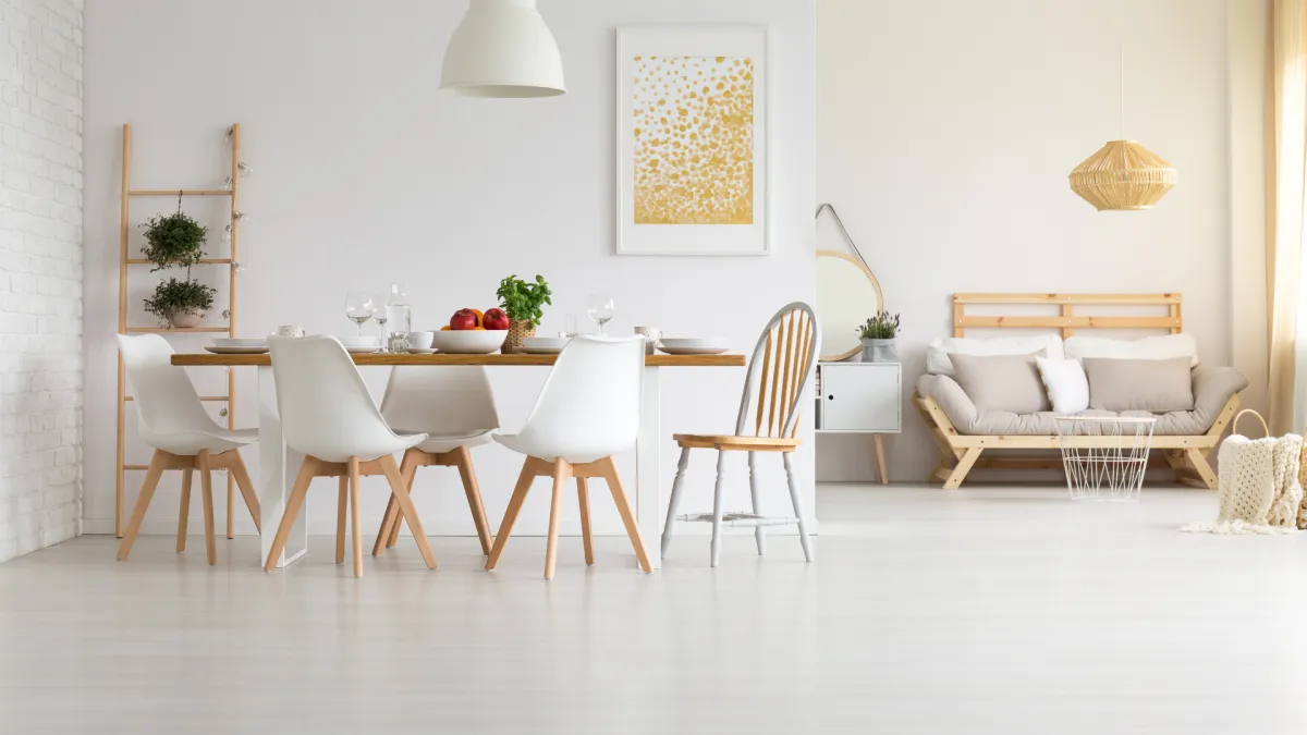 Bright modern dining and living room - search homes for sale in Raleigh, NC