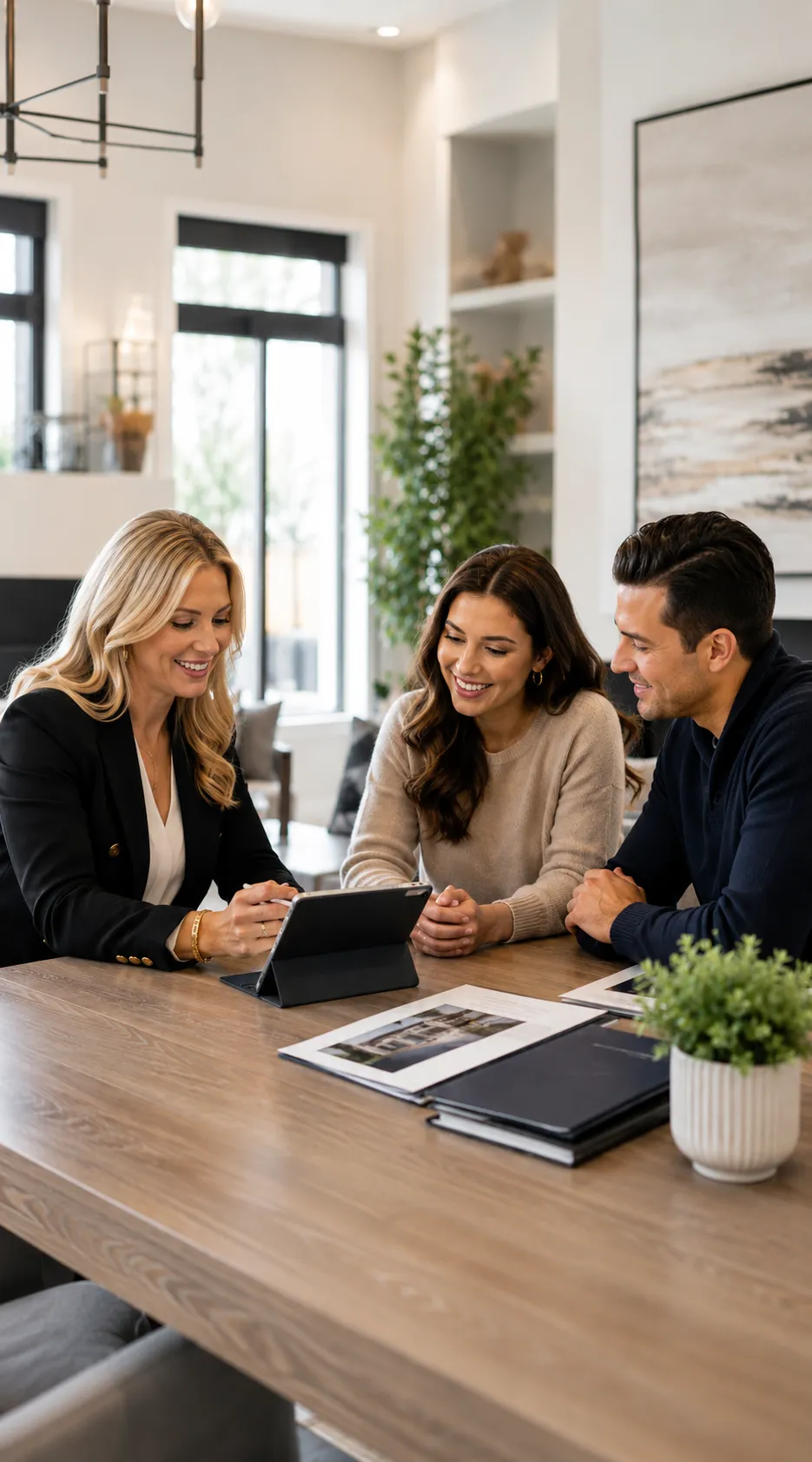 Small-business owners collaborating over a laptop in a modern co-working space