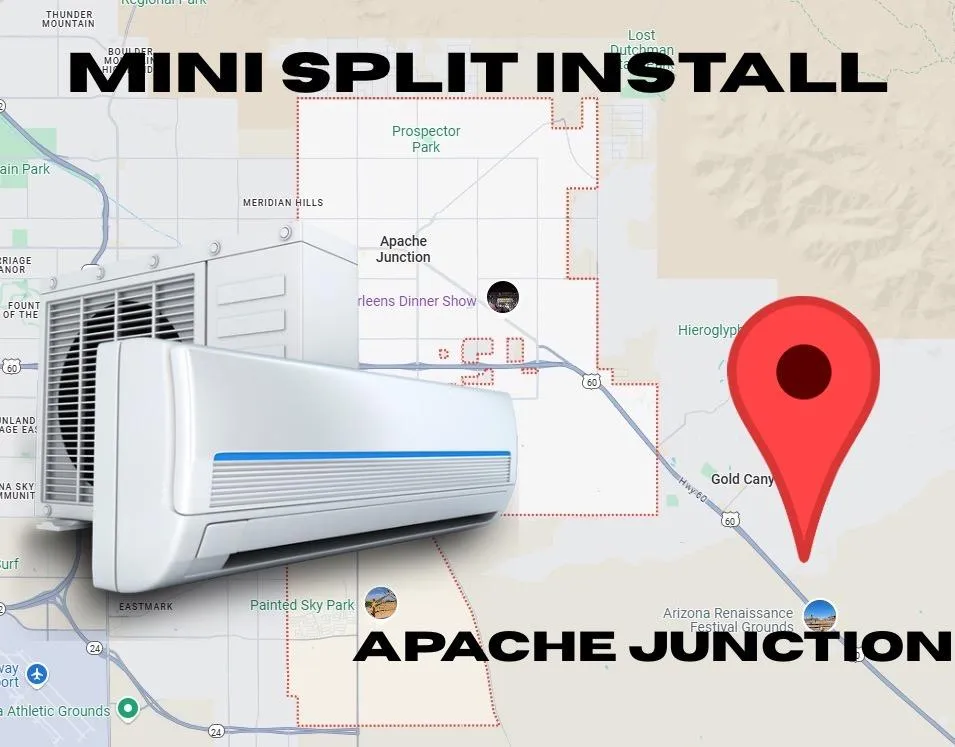 "Mini split air conditioner installation by Sapper HVAC in Ahwatukee garage — UL-certified system mounted cleanly on wall for efficient cooling in Apache Junction Arizona heat."