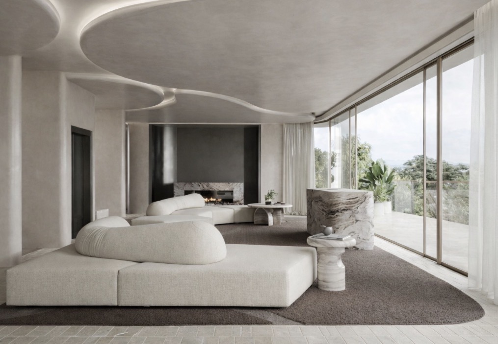 Flaking paint on a weathered concrete wall.