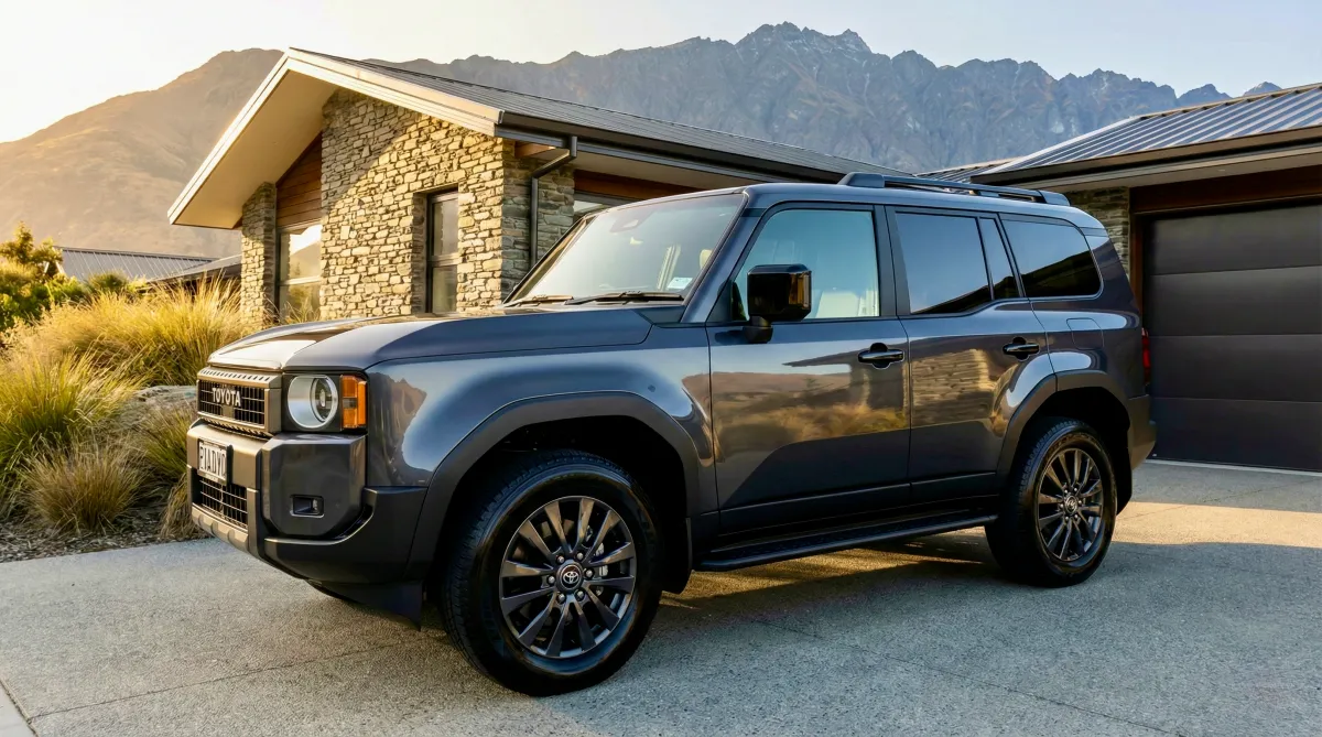 A sleek, white car parked near a building.